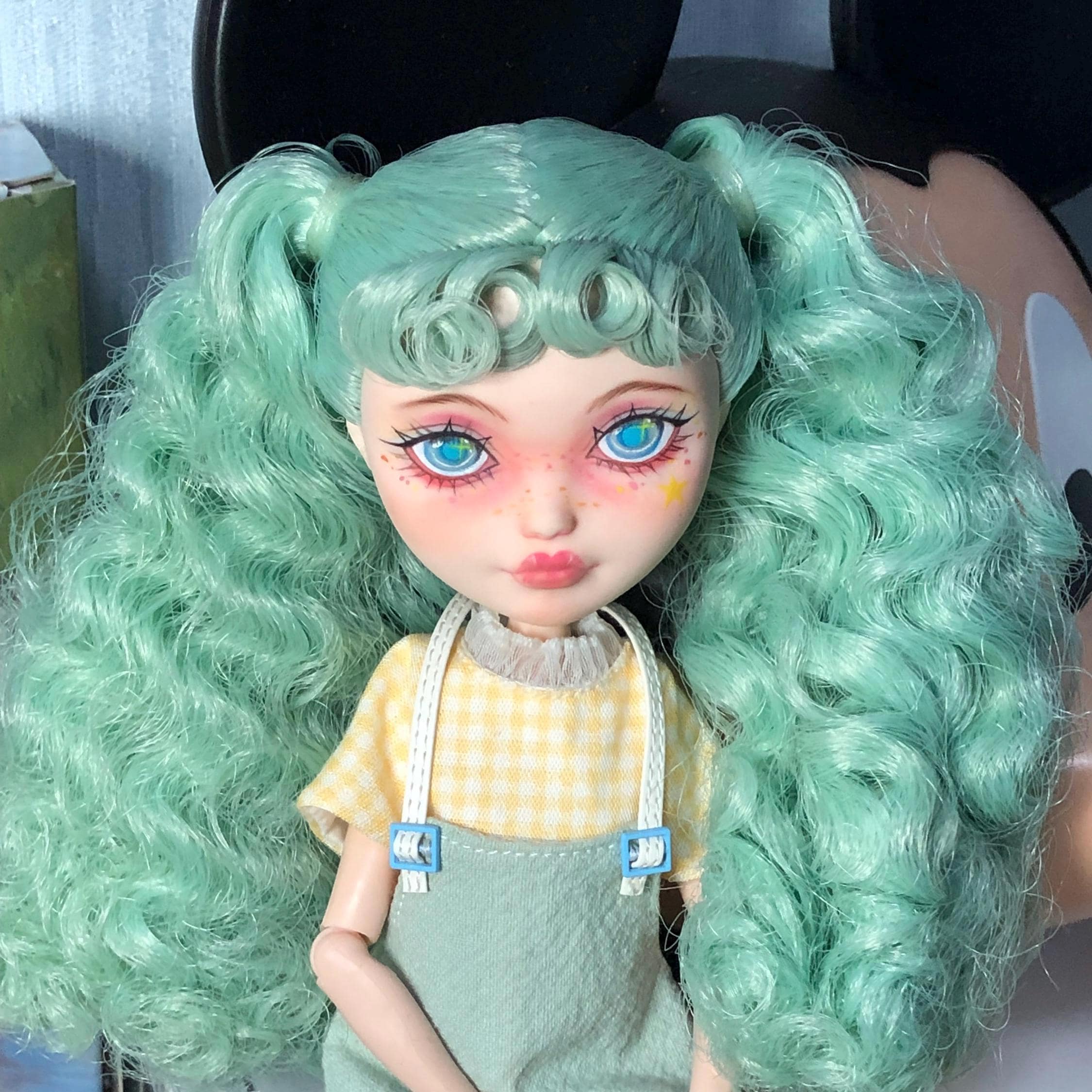 PaperArk - Goblin - OOAK Custom Art Doll Repaint Monster High Lagoona Blue Doll head+body+ outfits (no shoes)
