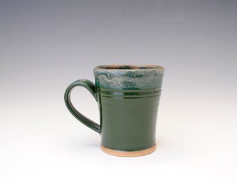12 oz Green Mug, Cozy Mug, Rustic Mug, Pottery Mug