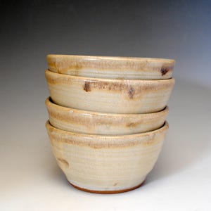Set of 4 Tan Bowls, 20 oz Cereal Bowls, Rustic Bowls, Pottery Bowls