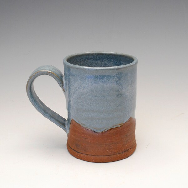 14 oz Frosty Sky Mountain Mug, Cozy Mug, Blue and Tan Mug, Rustic Mug, Pottery Mug