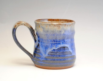 Hand Thrown Blue Pottery Mug, 8 oz, Made in Colorado