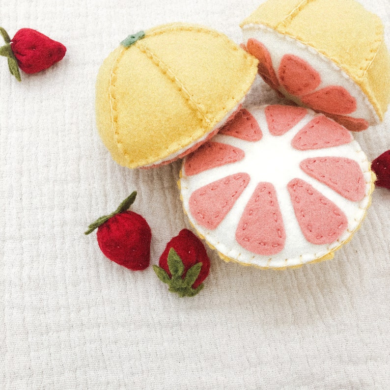 Felt Grapefruit / Felt Fruit / Felt Food / IKEA Kitchen Food / Etsy