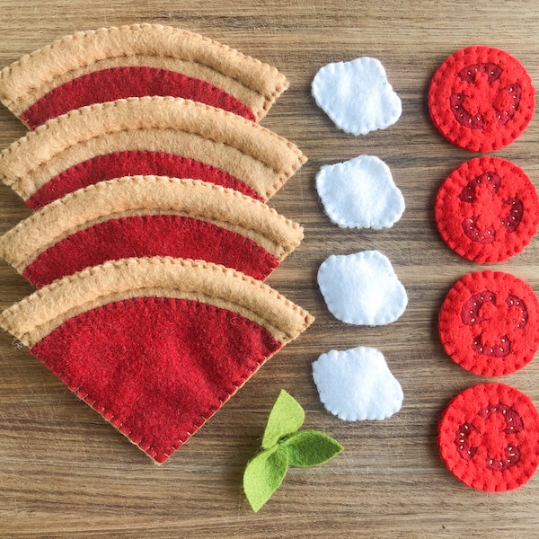 Felt Pizza / Felt Margherita Pizza / Felt Pizza Set / Felt Play Food / Play Kitchen Accessories / Play Kitchen Food / Felt Play Food