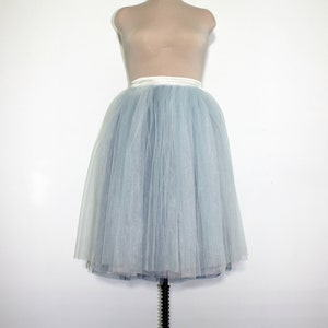 Ivory blue lush tulle bridesmaids skirt, knee-length tulle bride skirt, ombre blue full tulle skirt, casual tulle skirt, 4 layer tull skirt