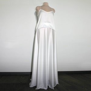 Simple wedding set: silk skirt and top, classic wedding dress, A-line skirt, casual look, slip dress, long silk bridal skirt, high waisted