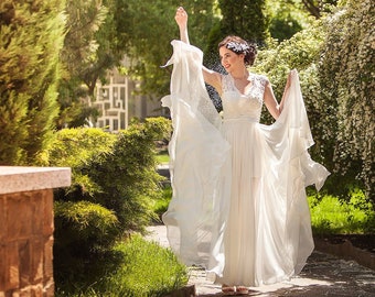 Jupe de mariage en mousseline longue - comme des pétales de fleurs, Soirée amovible sur la jupe, Jupe séparée de mariée de fiançailles, Jupe volante transparente