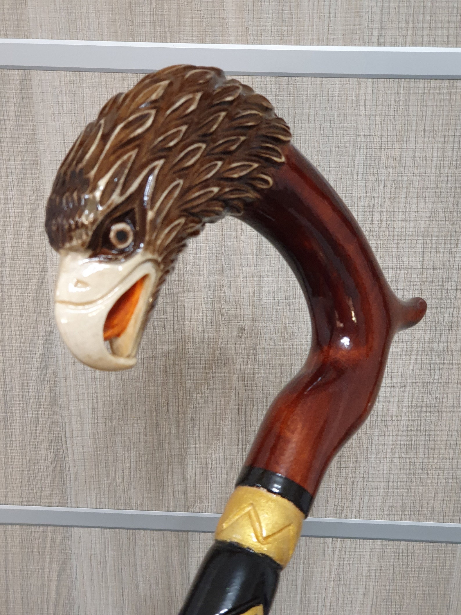 Eagle Head Walking Stick Handmade Wood Carved Eagle Walking Cane, Eagle