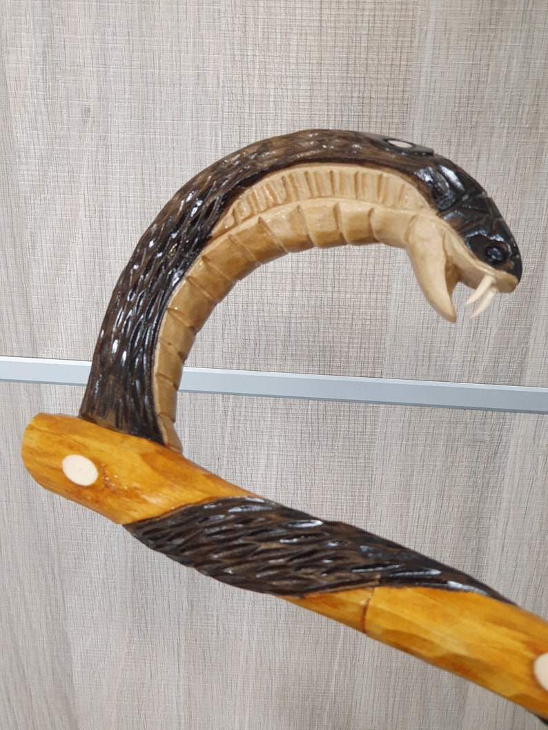 Snake head walking stick Handmade wood carved serpent viper Etsy