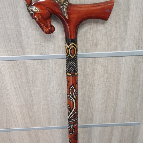 Horse head walking stick Handmade shops wood carved horse walking cane, horse lover gifts