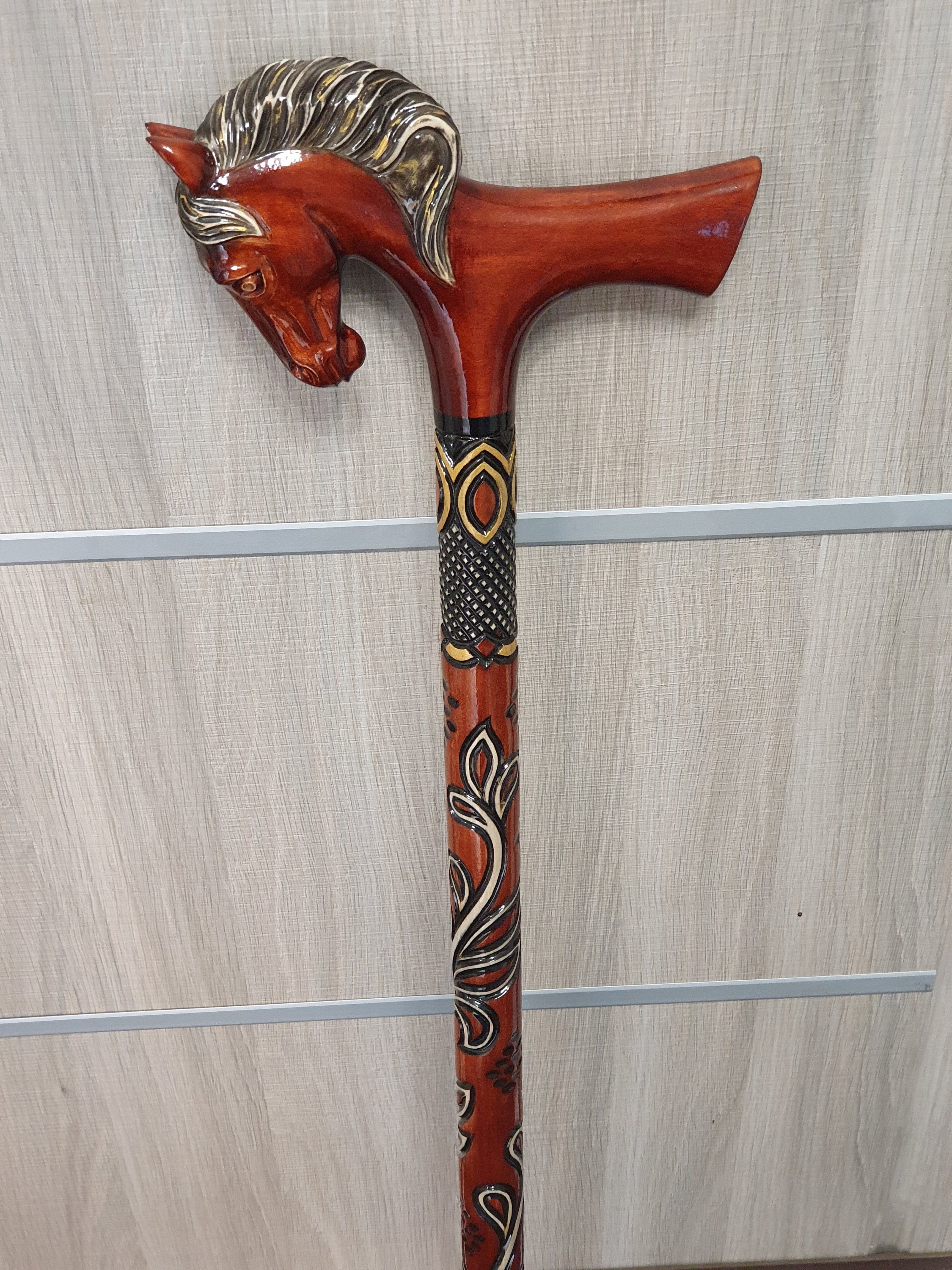 Horse Head Walking Stick Handmade Wood Carved Horse Walking Etsy