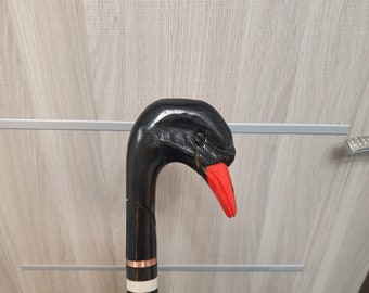 Handmade designer Trendy Look swan Walking Stick Vintage Spiral Carved Wood cane