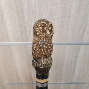 Owl walking stick Handmade wood carved owl walking cane, owl lover gifts, gifts for seniors, eldery