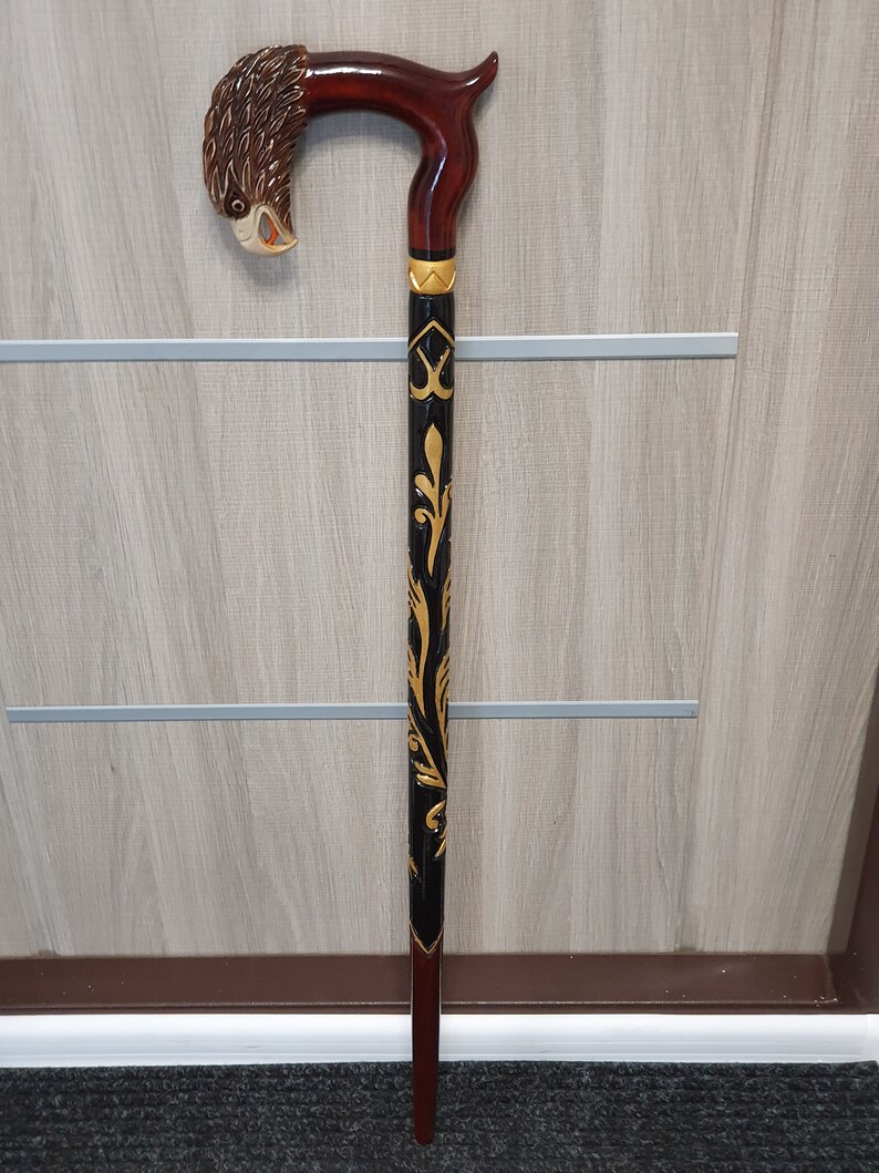 Eagle Head Walking Stick Handmade Wood Carved Eagle Walking Etsy