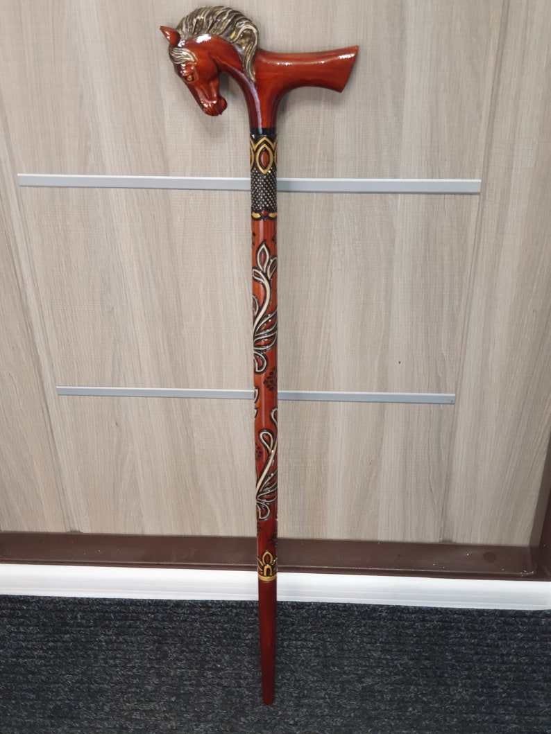Horse Head Walking Stick Handmade Wood Carved Horse Walking Etsy