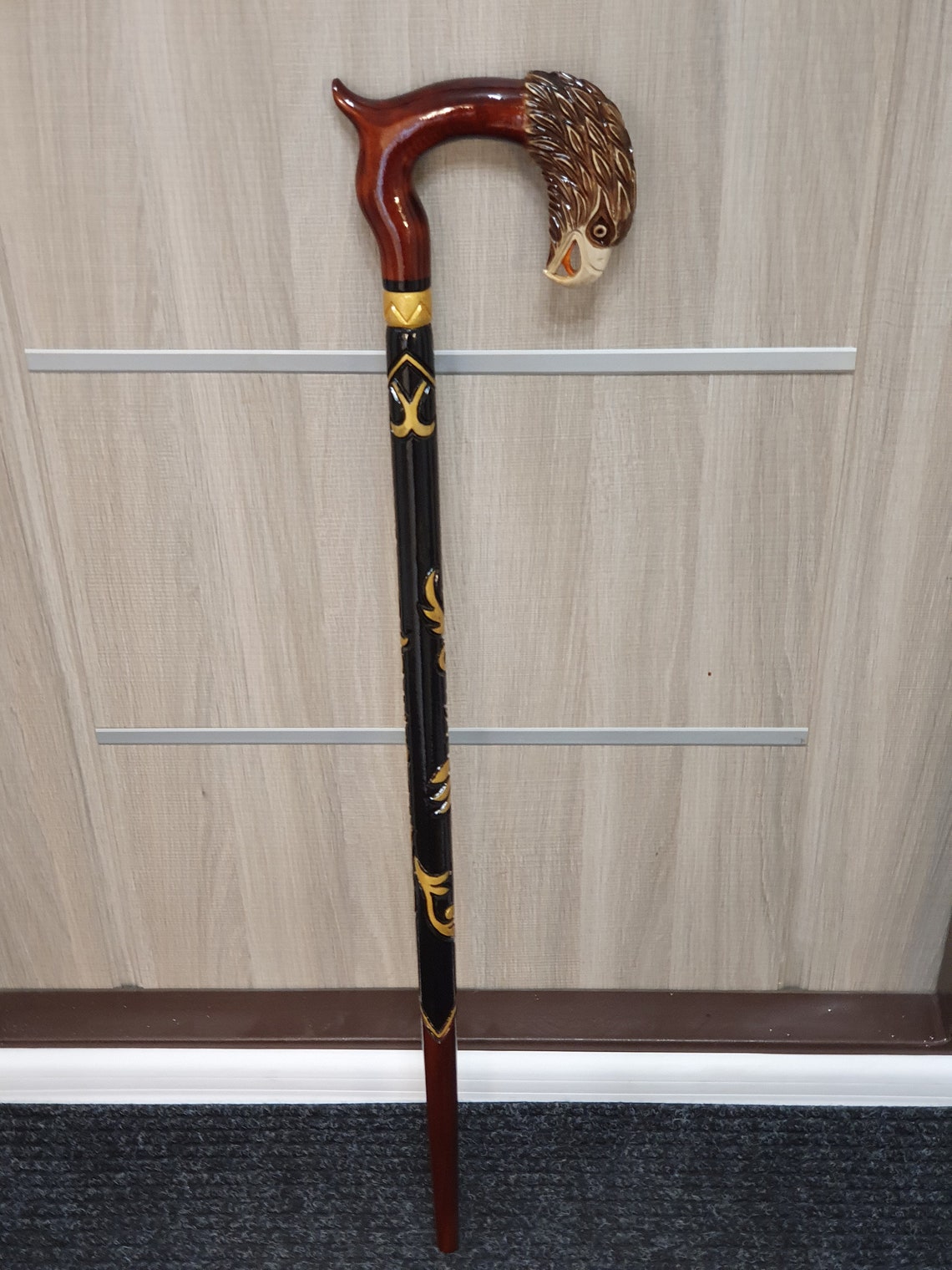 Eagle Head Walking Stick Handmade Wood Carved Eagle Walking Etsy
