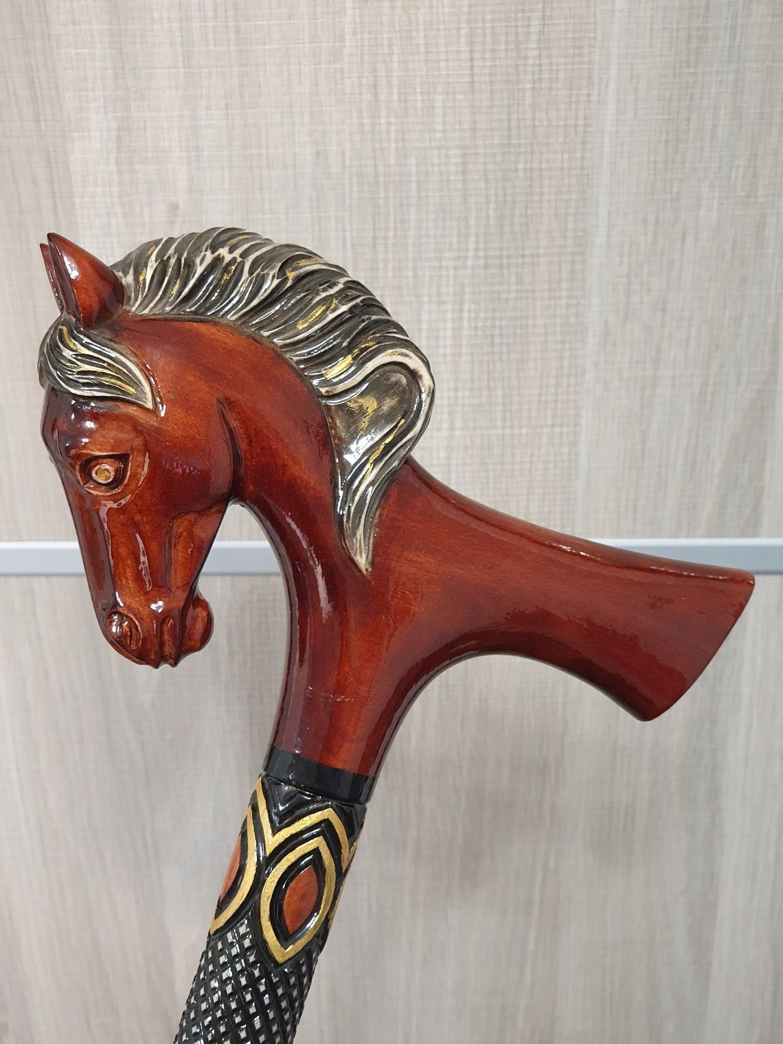 Horse Head Walking Stick Handmade Wood Carved Horse Walking Etsy