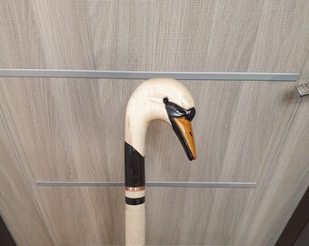 Handmade designer Trendy Look swan Walking Stick Vintage Spiral Carved Wood cane