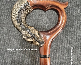 Snake walking stick, handmade wood carved Snake walking cane