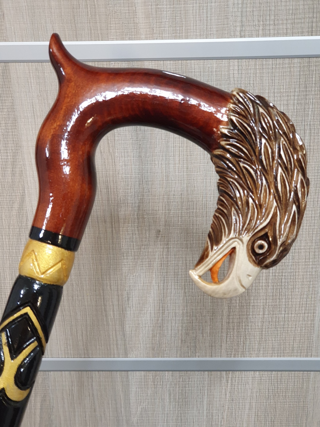 Eagle Head Walking Stick Handmade Wood Carved Eagle Walking Cane, Eagle