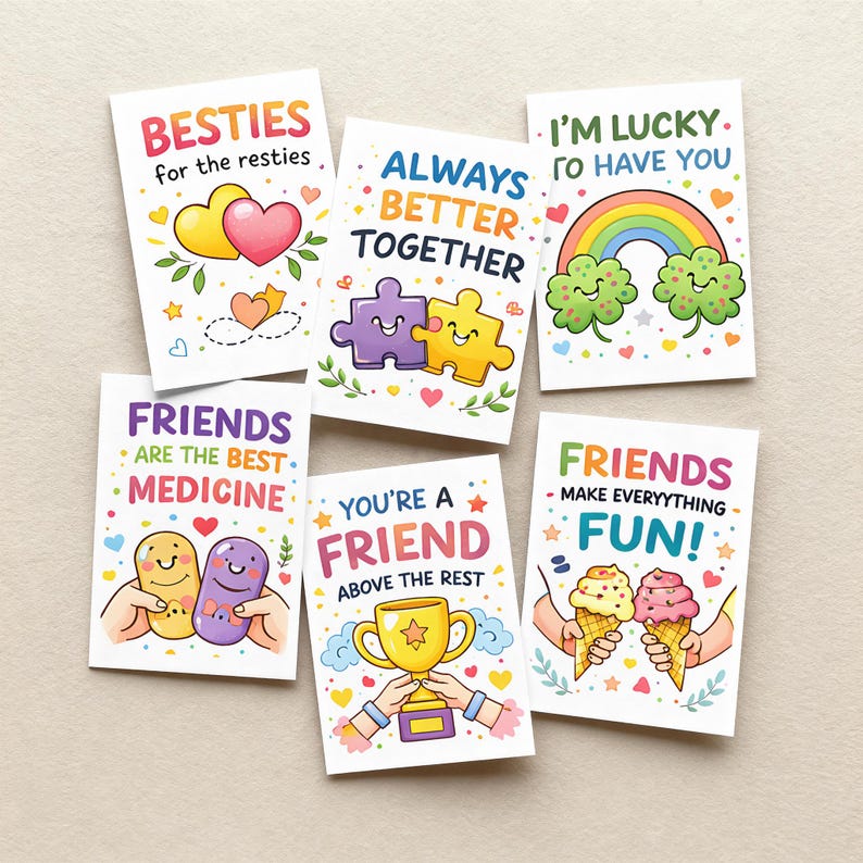 Friendship Cards, Cute Best Friend Greeting Cards, Printable Besties ...