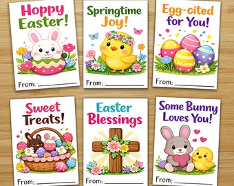 Cute Easter Cards, Adorable Bunny Easter Greeting Cards, Sweet Printable Easter Cards, Cute Spring Holiday Card Bundle