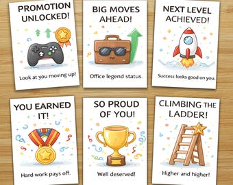 Promotiekaarten, gefeliciteerd met je promotie, afdrukbare wenskaarten voor carrièresucces