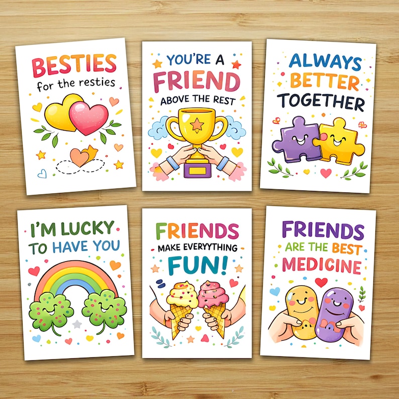 Friendship Cards, Cute Best Friend Greeting Cards, Printable Besties ...