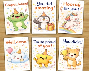 Congratulations Cards, Cute Celebration Greeting Cards, Printable You Did It Card Bundle