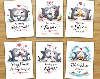 Shark Anniversary Cards, Romantic Relationship Greeting, Love Celebration Bundle
