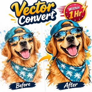 Service voor het converteren van vectoren op maat: afbeelding naar SVG, logo vectoriseren, PNG naar vector, JPG naar SVG, vector tracing, levering binnen 1 uur.