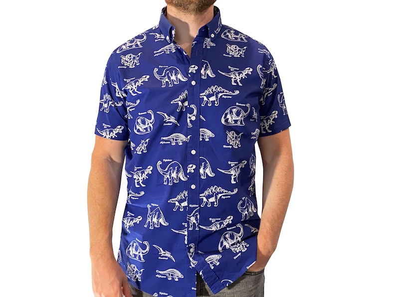 Mens Dinosaur Pattern Button down short sleeve shirt Etsy