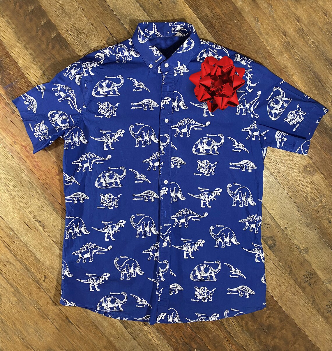 Mens Dinosaur Pattern Button down short sleeve shirt Etsy