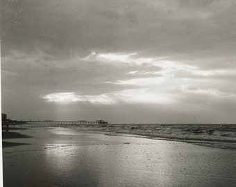 Sunrise, Folly Beach - 8x8" Silver Gelatin Black and White Photograph in 12x12" Mat