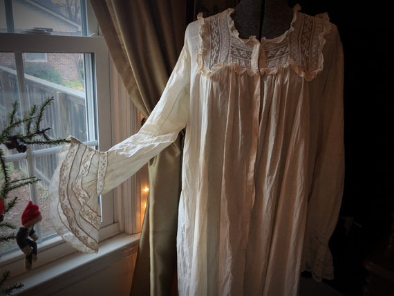 Antique Victorian cotton and lace nightgown