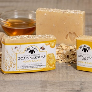 Honey & Oats Goats Milk Soap bar handmade with fresh goats milk, all natural, for sensitive or dry skin