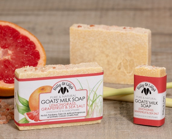 LEMONGRASS, GRAPEFRUIT and Sea Salt -  Natural Handmade Goats Milk Soap - Moisturising - No Palm Oil | SLS - Sensitive Skin
