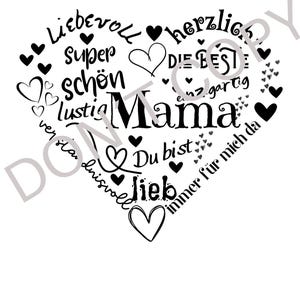 Imprimir plantilla corazón imprimir archivo texto de mamá Texto de amor del Día de la Madre cumpleaños Plantillas de tarjetas del Día de la Madre para imprimir idea de regalo de corazón del Día de la Madre