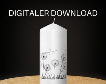 Print template candles stickers dandelions mourning last minute print file SVG PDF small gift funeral souvenir memorial service black