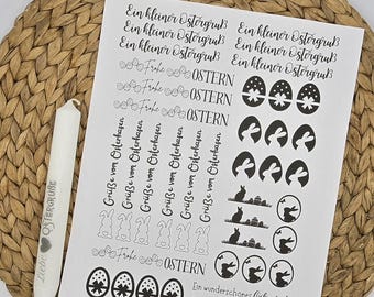 Print template candles sticker Easter last minute print file SVG PDF small gift Easter bunny souvenir Easter motifs to print