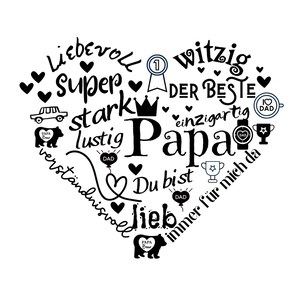 Print template heart print file dad text Father's Day birthday Father's Day card template for printing Father's Day heart gift idea papa bear