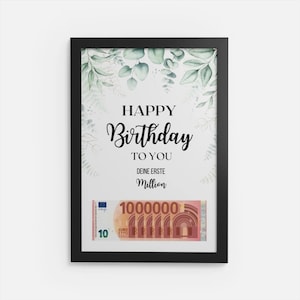 Print template money gift your first million birthday last minute gift idea money card birthday gift print file SVG