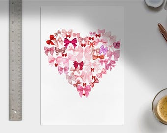 Print template heart made of pink ribbons Print file Mother's Day Valentine's Day boyfriend girlfriend love letter proof of love templates for printing
