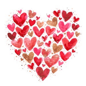 Druckvorlage rot-rosa Glitzer Herz mit Gold Druckdatei  Muttertag Valentinstag Freund Freundin Liebesbrief Liebesbeweis Vorlagen Ausdrucken