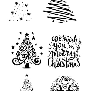 Digitale kerstmotieven printbestand kerstboomsterren last minute kerstkaart kerstboom digitale bestanden plotterbestanden clip art