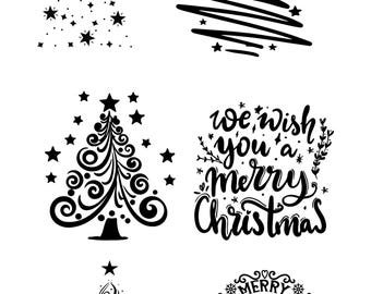 Motivos navideños digitales imprimir archivo árbol de Navidad estrellas último minuto tarjeta de Navidad árbol de Navidad archivos digitales plotter archivos clip art