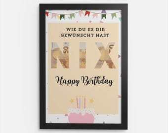 Print template money gift birthday confetti last minute gift idea birthday card birthday gift print file SVG PDF file NIX