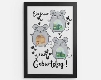 Print template A few mice money gift birthday wish fulfiller last minute gift idea money card birthday gift print file SVG