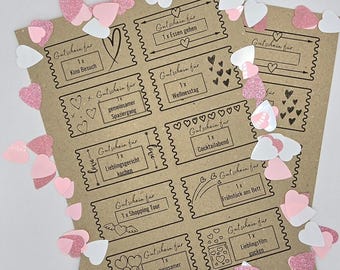 Print template Vouchers Valentine's Day Last Minute Gift Idea Birthday Gift Print File SVG PDF Scratch Off Vouchers Mother's Day