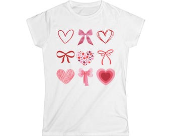 Print template bows heart motif file Mother's Day Valentine's Day girlfriend proof of love template shirt design coquette XoXo doodle gift png