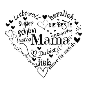 Druckvorlage Herz Druckdatei Mama Text Muttertag Liebestext Geburtstag Muttertagskarte Vorlagen zum Ausdrucken Muttertagsherz Geschenkidee